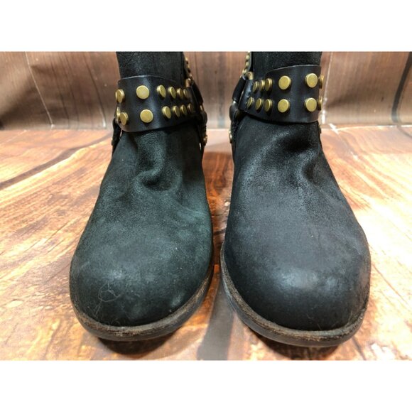 UGG Darling Black Leather Harness Studded Strap Ankle Boots Womens 5.5 (P7M) - Picture 8 of 10